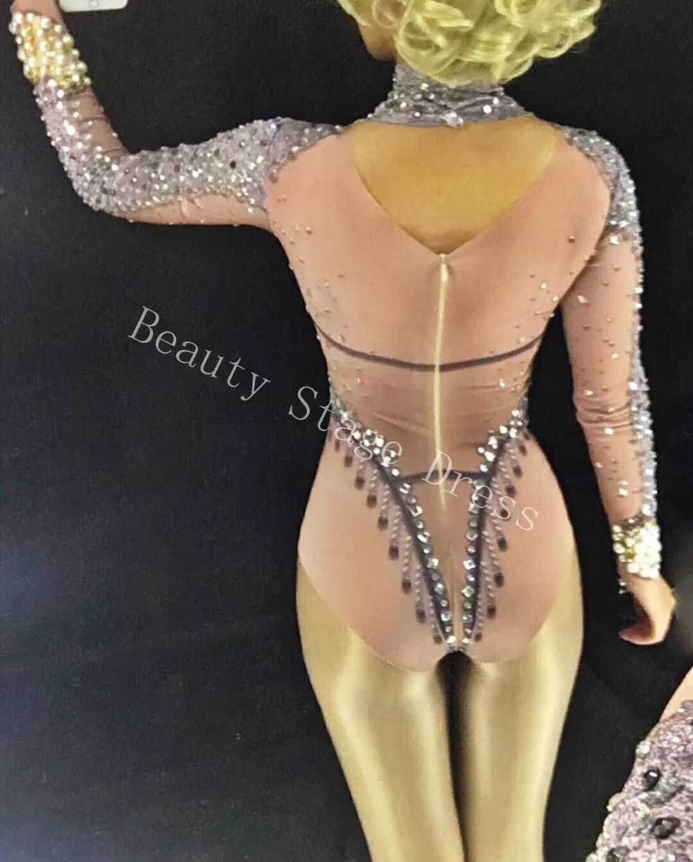 Crystals Printed Bodysuit Bar Evening Party Performance Stretch Rhinestones Costume Female Singer Dancer Leotard Stage Wear DJ