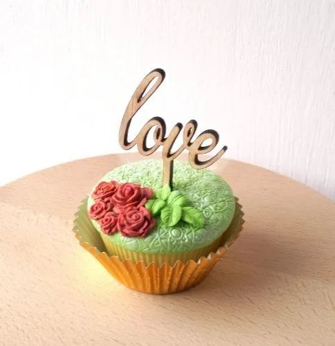 Деревянный/акриловый Топпер для кексов свадебных медиаторы 24 шт. бесплатная