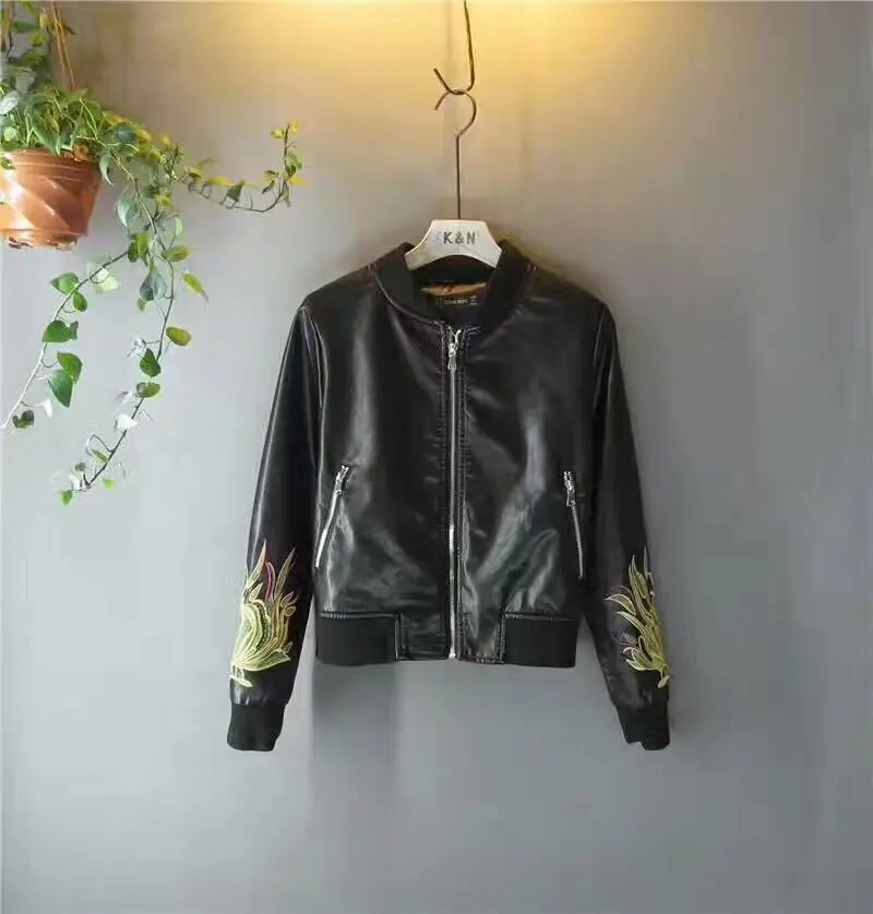 2018 Хэллоуин Черные Мягкие кожаные рок-ролл мотоциклетные бейсбольные куртки