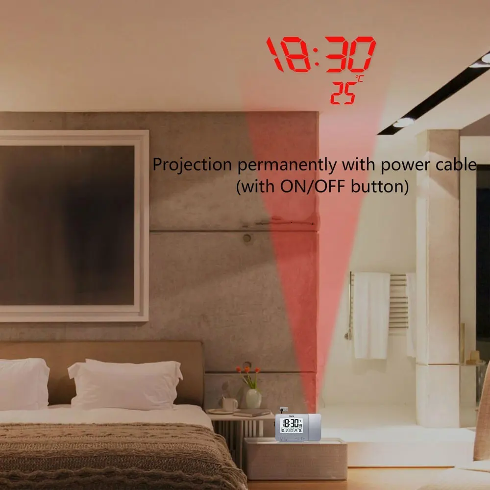 Alarm Clocks Projection Clock 3 Inch LCD Temperature and Time FanJu FJ3531 Radios Snooze Function | Дом и сад