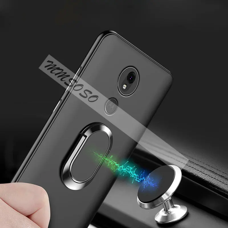 Черный Чехол для Motorola Moto G7 power с магнитным кольцом, матовый защитный чехол для Motorola Moto G7 Play G7Plus G 7 G7Play power Чехол - Цвет: Черный