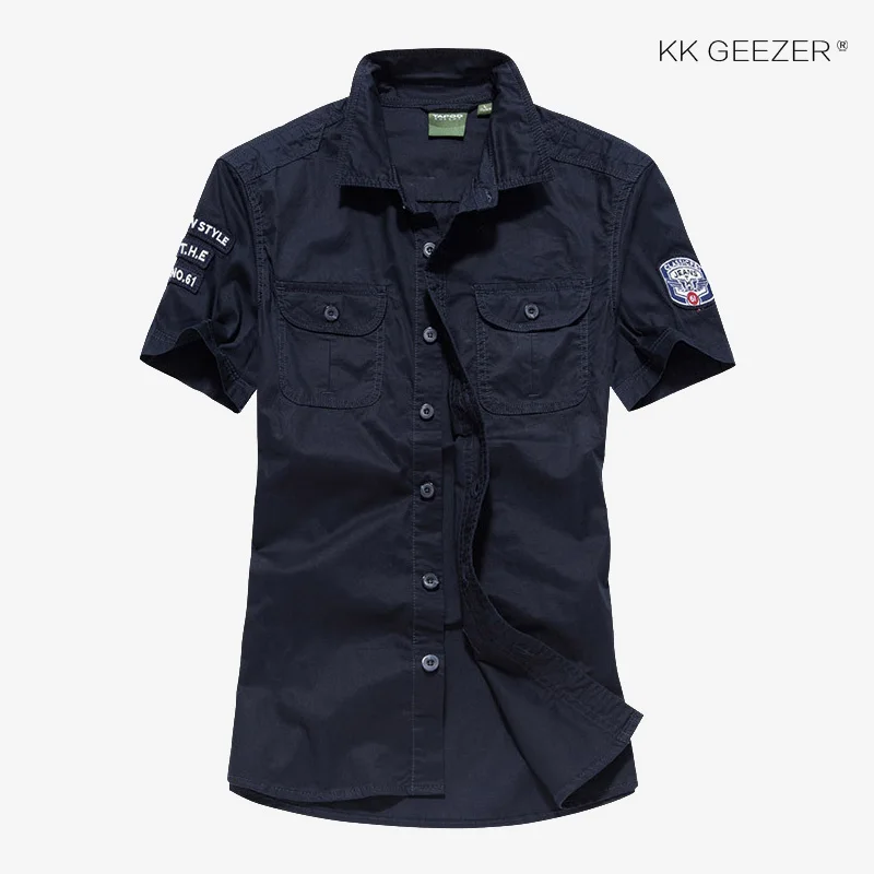 Военная Униформа Платье рубашка для мужчин повседневная 2019 100% хлопок короткий рукав бренд Высокое качество