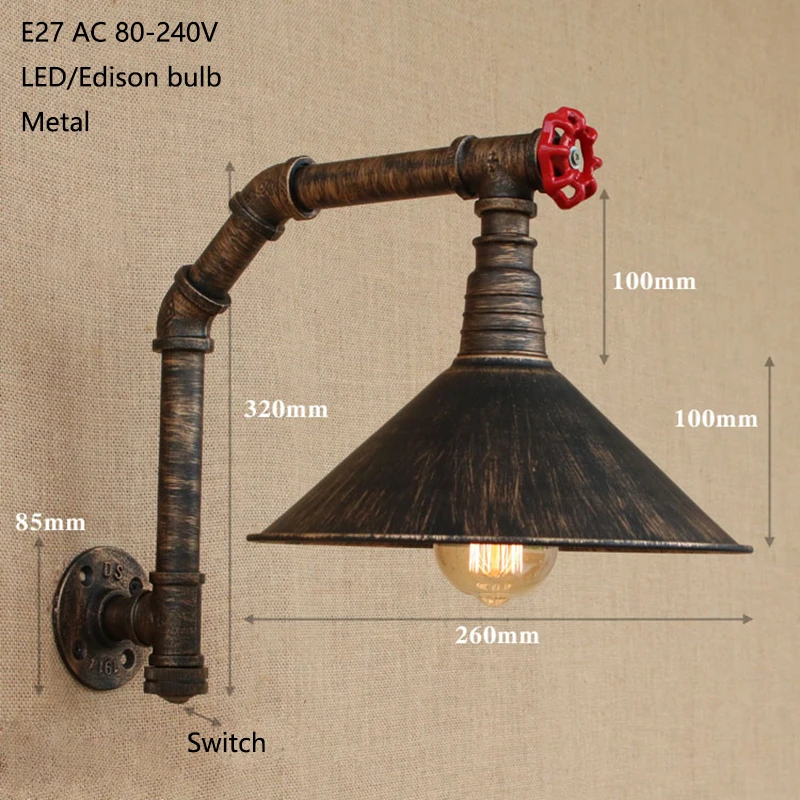 Промышленная железная водопроводная труба в стиле лофт ретро настенный