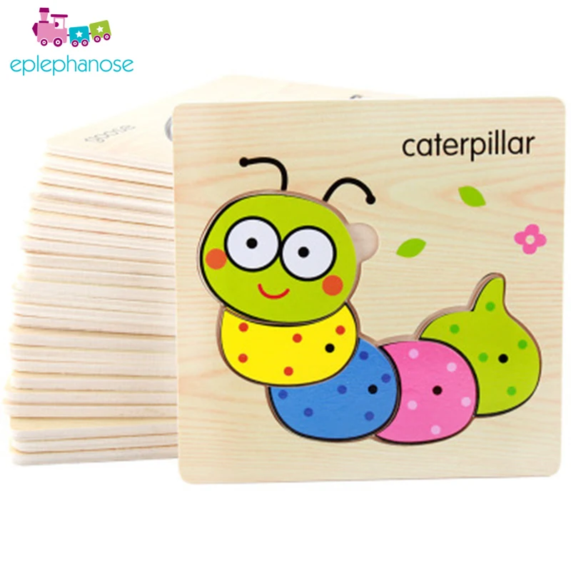 Детские пазлы 3d деревянные игрушки Мультяшные животные развивающие для детей