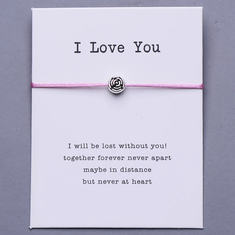 Pipitree I Love You подвеска в форме цветка розы браслет желаний подарок для нее ручной