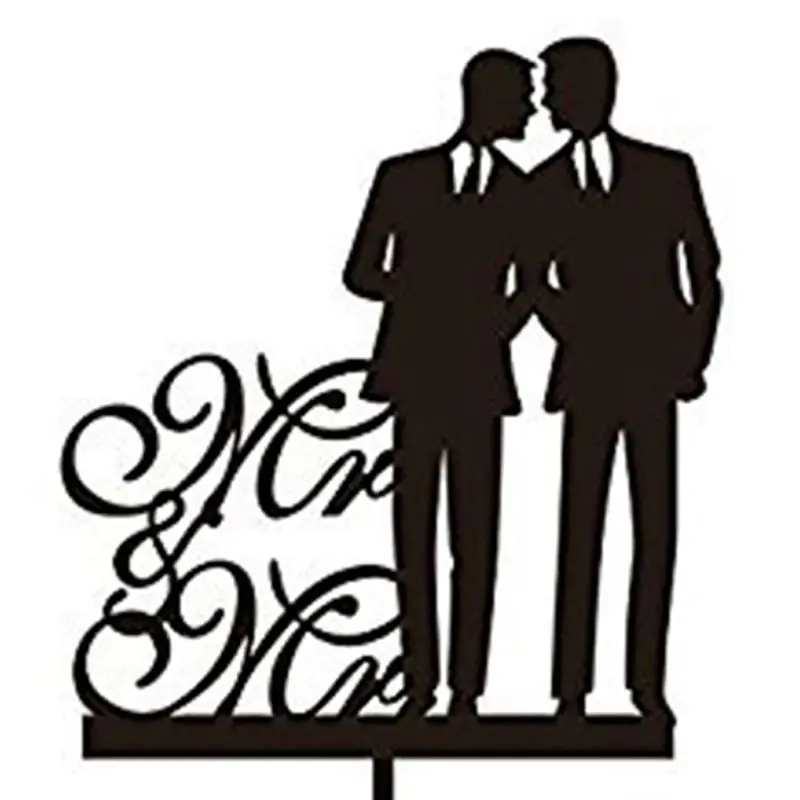 Такой же секс гей мистер и Собака Свадьба анниверари торт Топпер (черный) |