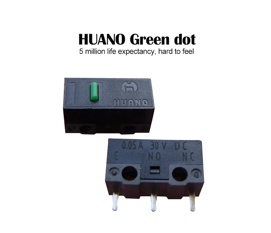 Green dot Микрокнопка переключения мыши желтый/розовый/синий/белый синий корпус/зеленый дополнительно 2/посылка HUANO переключатель - Цвет: Green dot