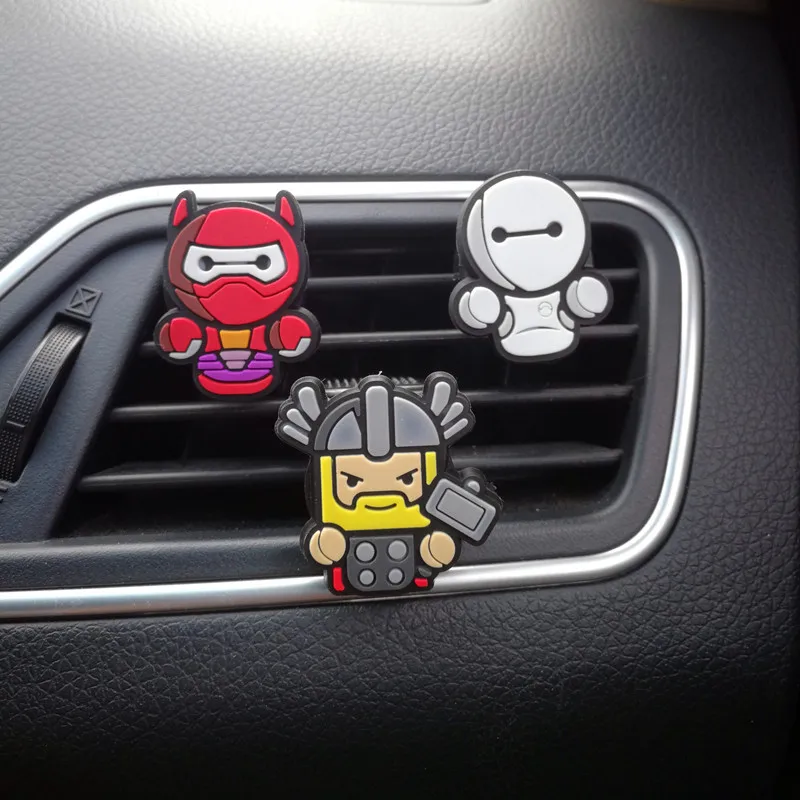 3 шт./компл. автомобильный освежитель воздуха для детей с принтами "Marvel", "Мстители", фигура героя, Большой Герой Автомобильный интерьер, устанавливаемое на вентиляционное отверстие в салоне автомобиля зажим украшения духи запах украшения