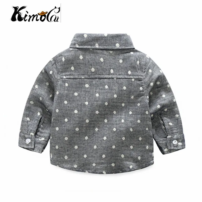 kimocat new High quality baby boy clothes Spring and Autumn long-sleeve fashion polka-dot lapel shirt + denim pants |