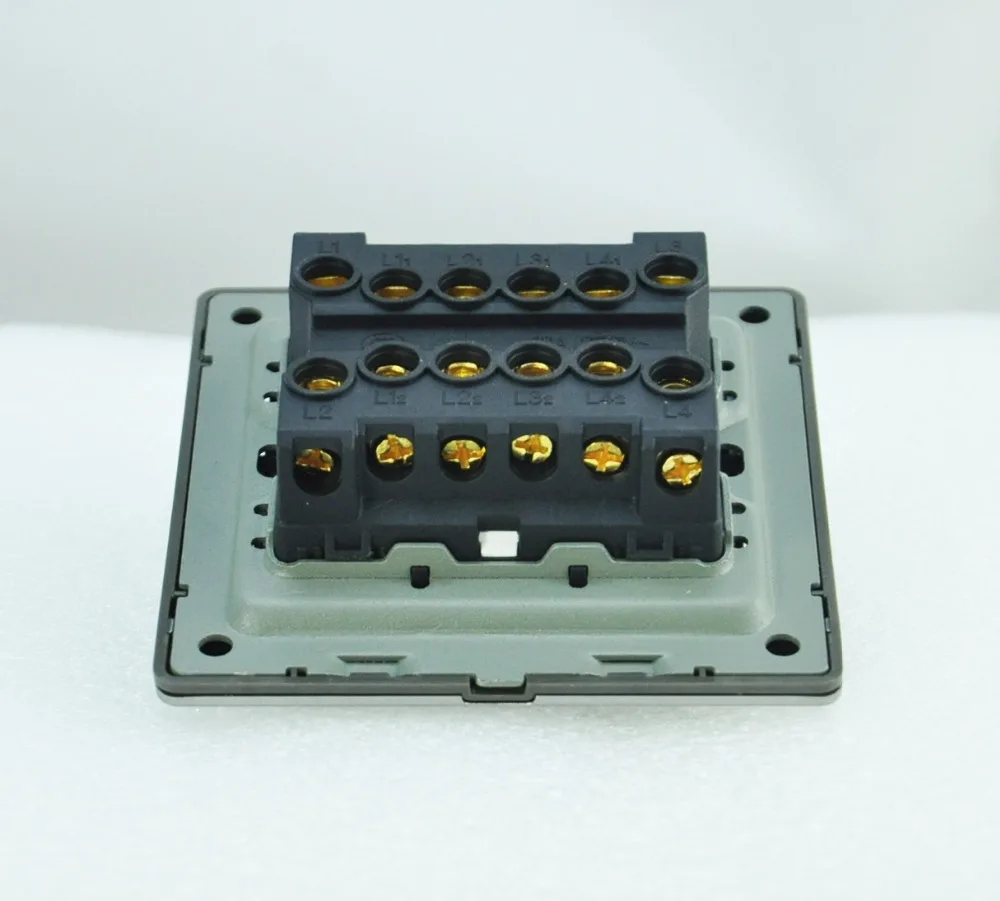 Роскошный настенный выключатель панель света 4 банды 2 пути кнопочный 16А 110 ~ 250 В 220