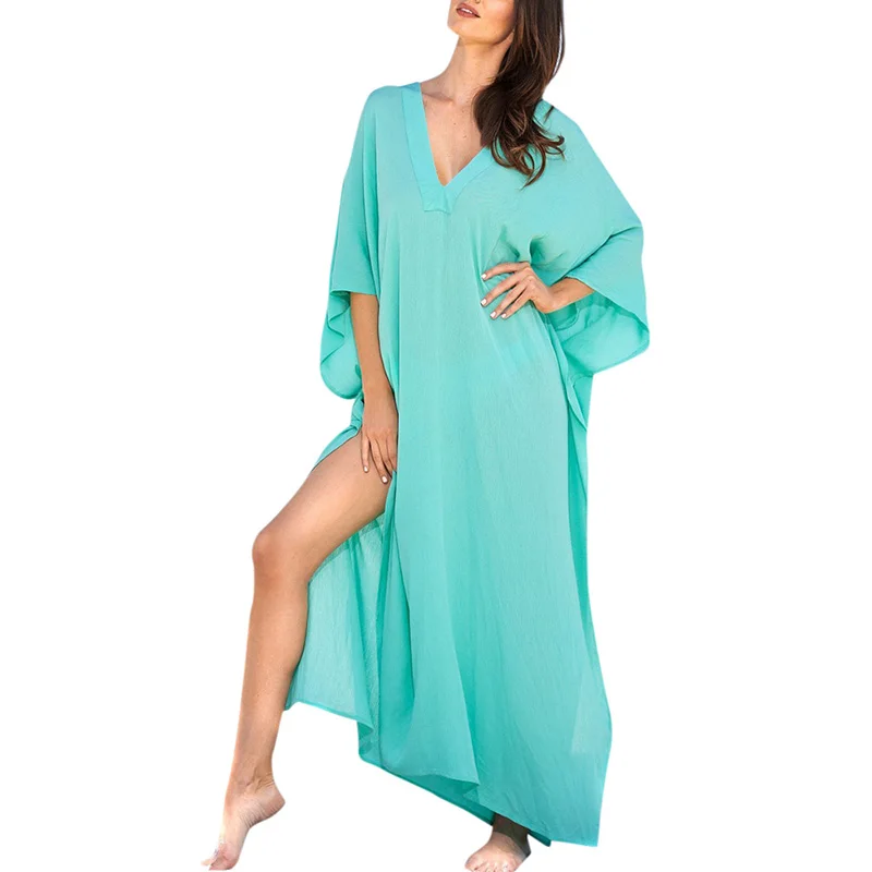 Женская Пляжная накидка с V образным вырезом и полурукавом|Пляжная одежда| |