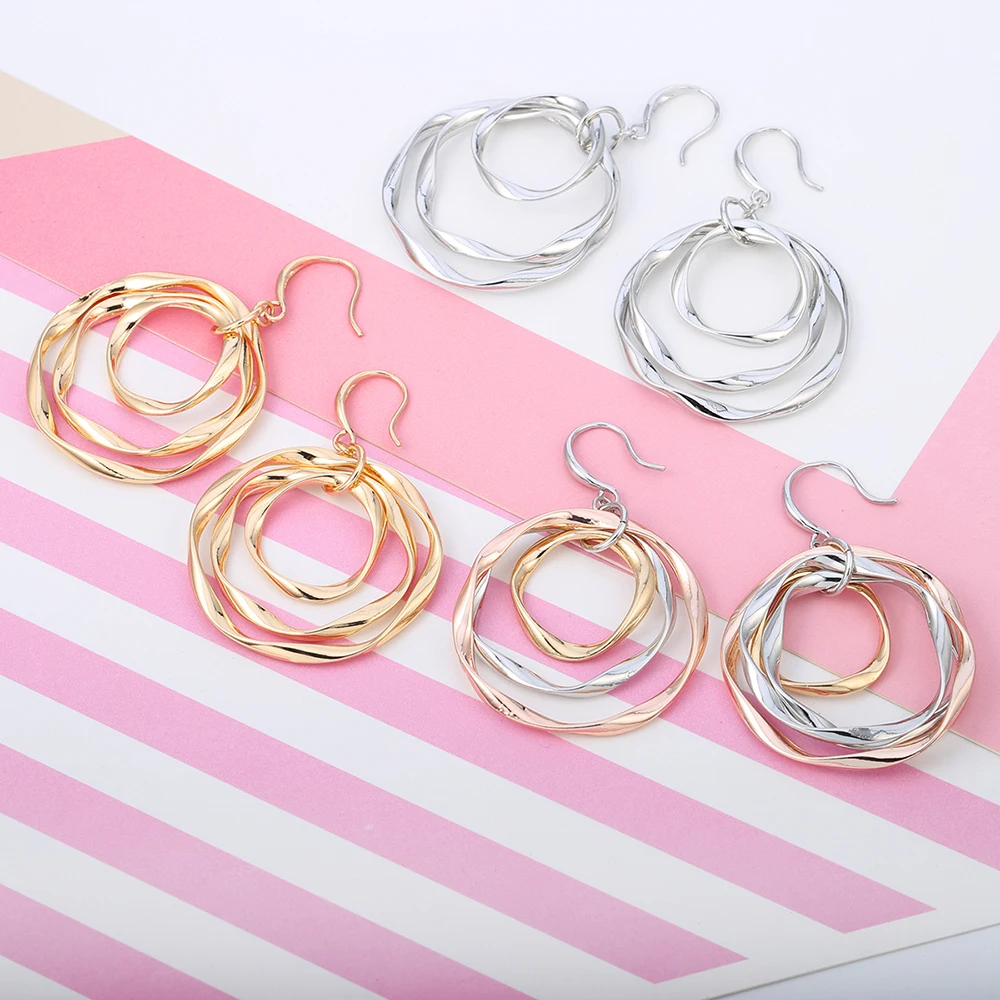 Геометрические круглые серьги подвески для женщин модные ювелирные изделия