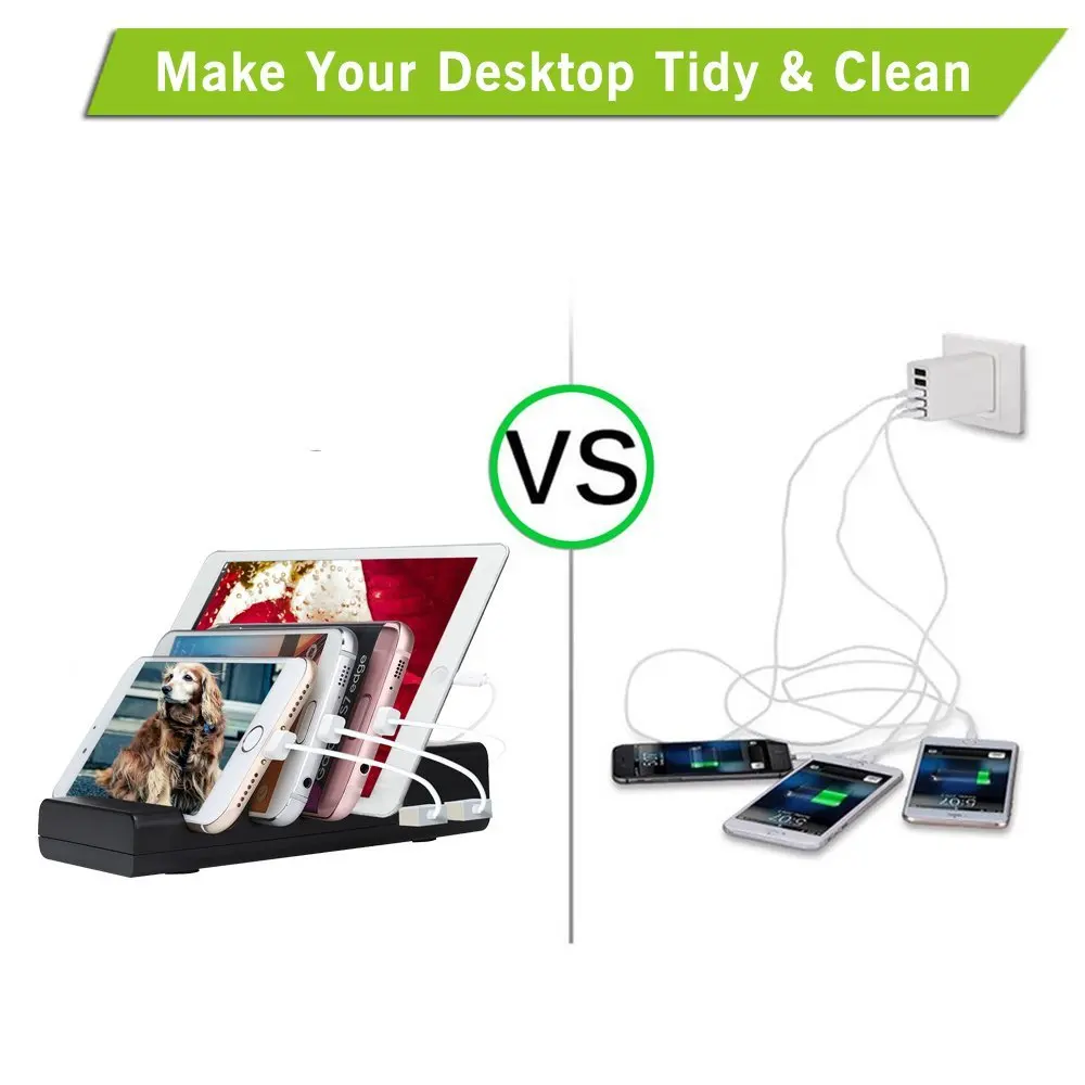 Универсальное настольное зарядное устройство с держателем и 4 USB портами