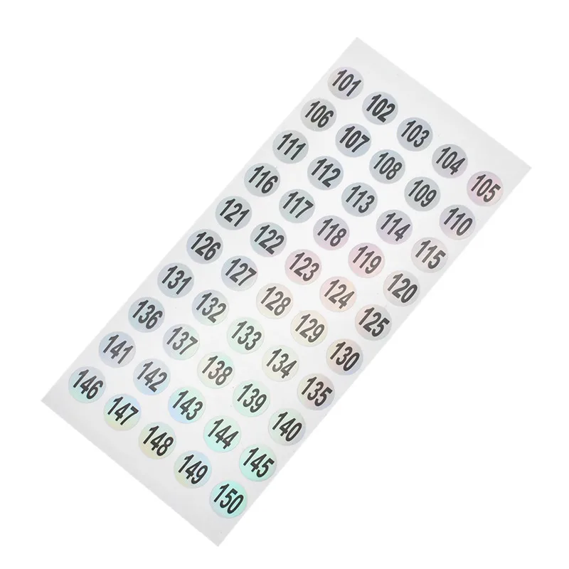 Голографические пронумерованные этикетки наклейки из ПВХ 1 200 цифры круглые