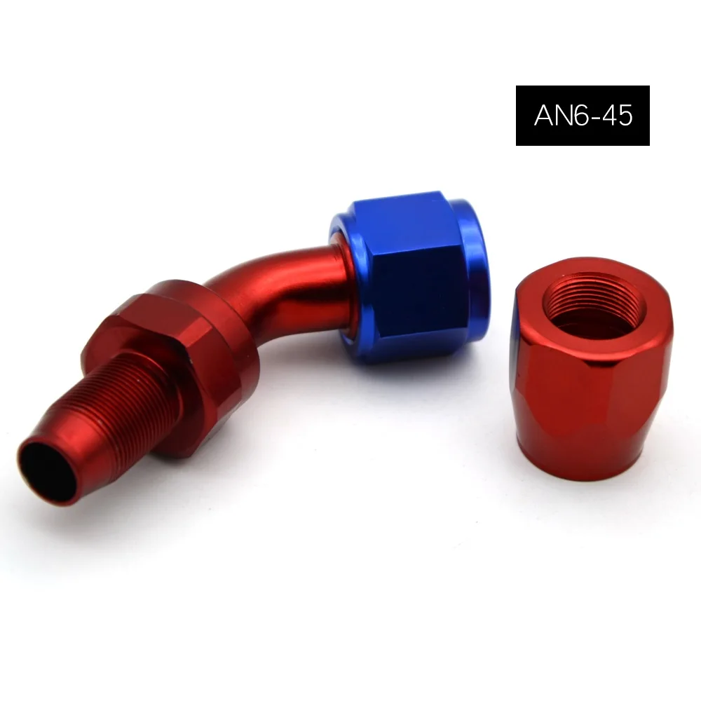 45 degree AN6 Алюминиевый шарнир ptfe тефлоновый Шланг Концевой фитинг прямые 45 90 180 градусов для тефлоновый топливный трубопровод - Цвет: 45 degree