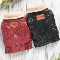 leather winter pet jacket coat soft costumes for dogs red black autumn little small puppies medium large big animal supplies