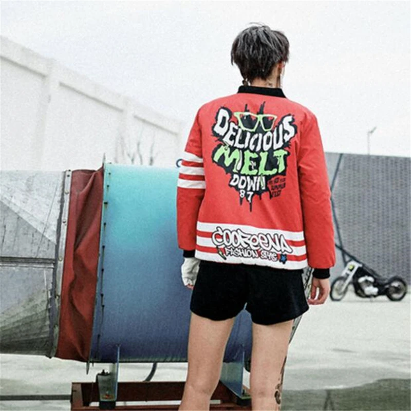 Женская уличная куртка повседневная с принтом на молнии длинным рукавом|Женские