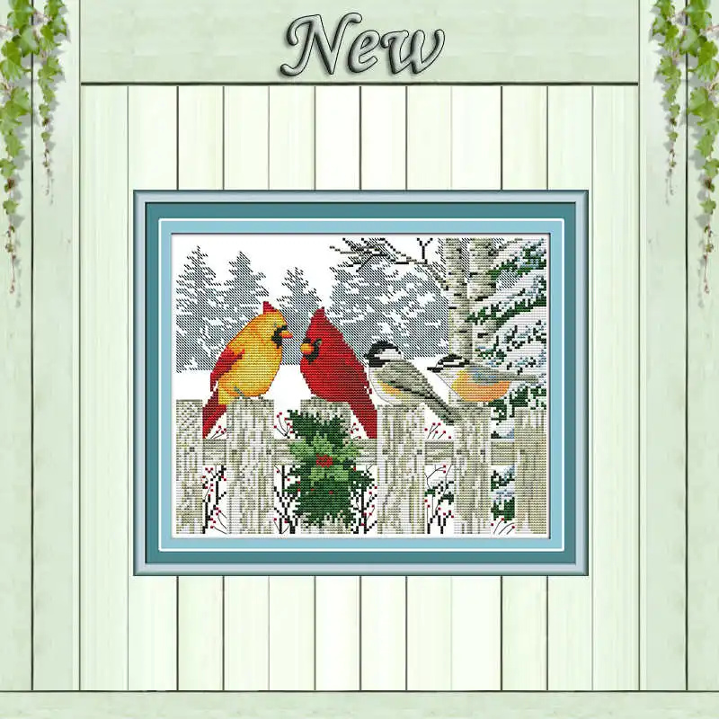 Birds on the fence Маленькие Птицы Животные Декор Картина 11CT узоры напечатаны на холсте 14CT рукоделие dmc Вышивка крестиком китайские наборы Наборы для вышивания - Цвет: Birds on the fence