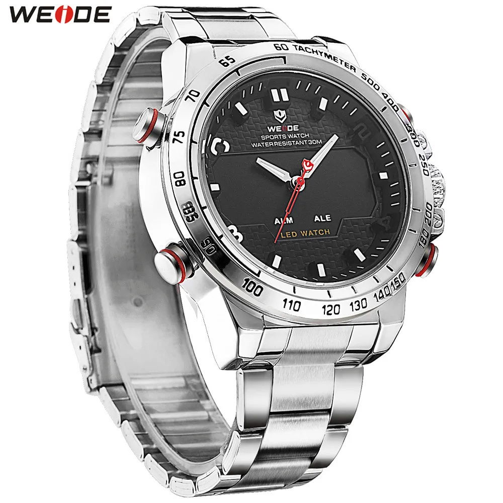 Часы WEIDE мужские спортивные светодиодные цифровые кварцевые со стальным
