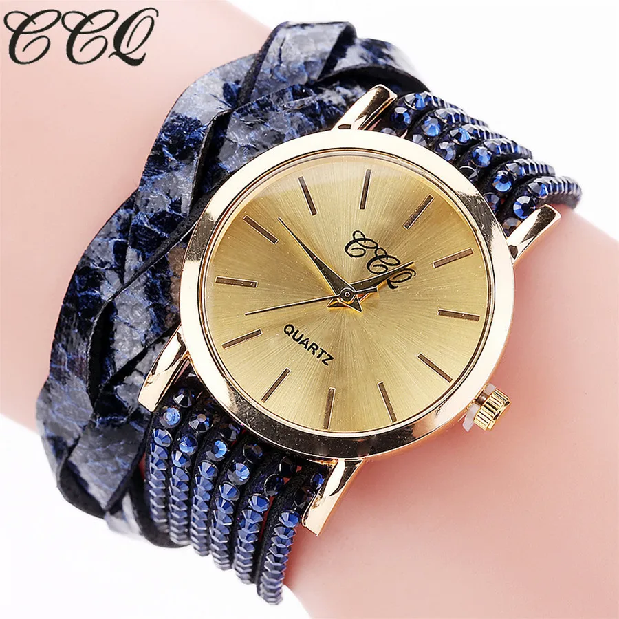 Часы наручные CCQ женские с змеиным принтом Брендовые повседневные винтажные