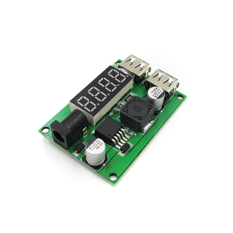 Двойной USB DC-DC 12В/24В/36В до 5В 3а понижающий преобразователь вольтметр модуль макс.