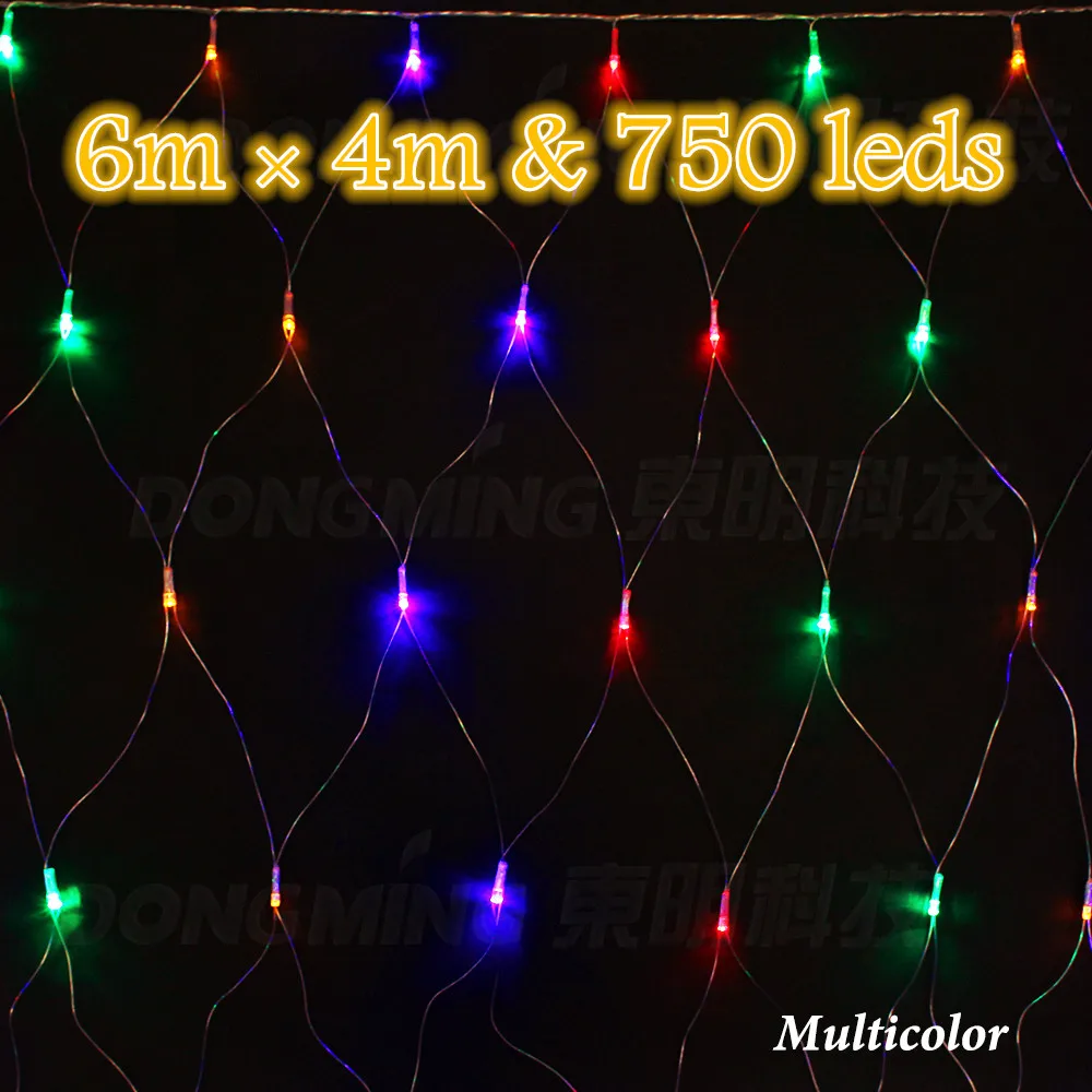 750leds 6*4m Net string light Outdoor garden party festival Wedding Decoration Mesh Led Christmas light 220V EU US plug