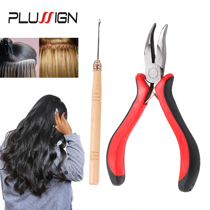 Игла для вытягивания волос с деревянной ручкой вязальный крючком зажим