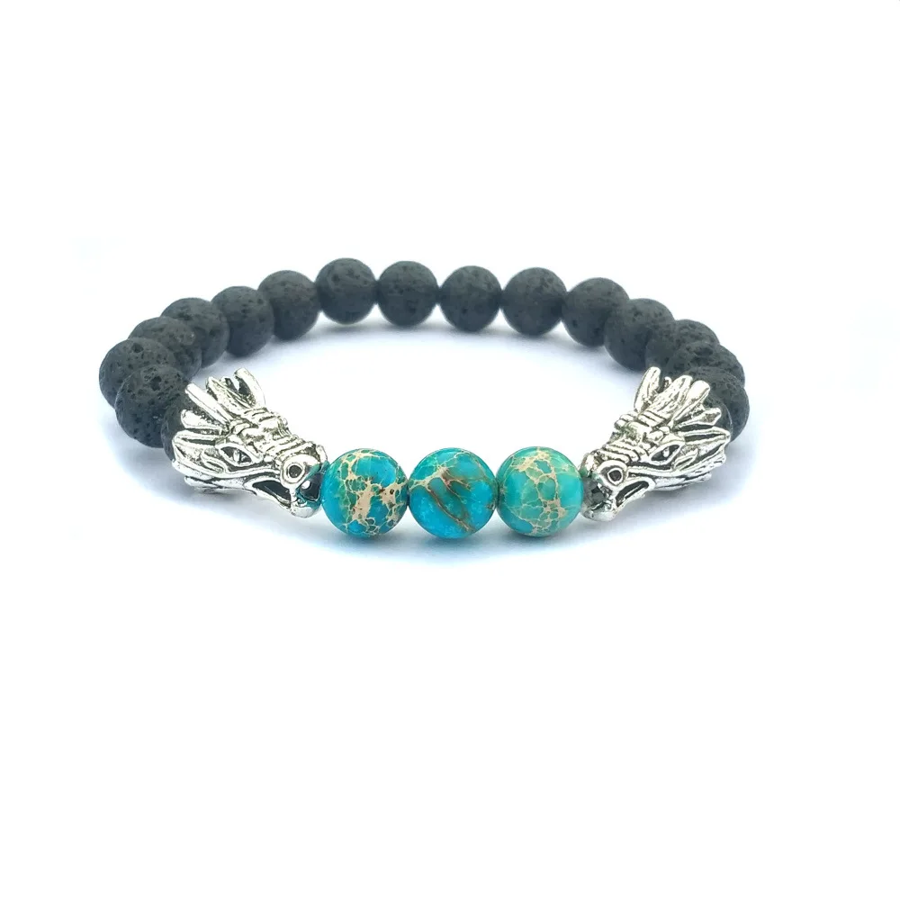 Ashmita животное голова дракона браслет мужские ювелирные изделия Модные черные