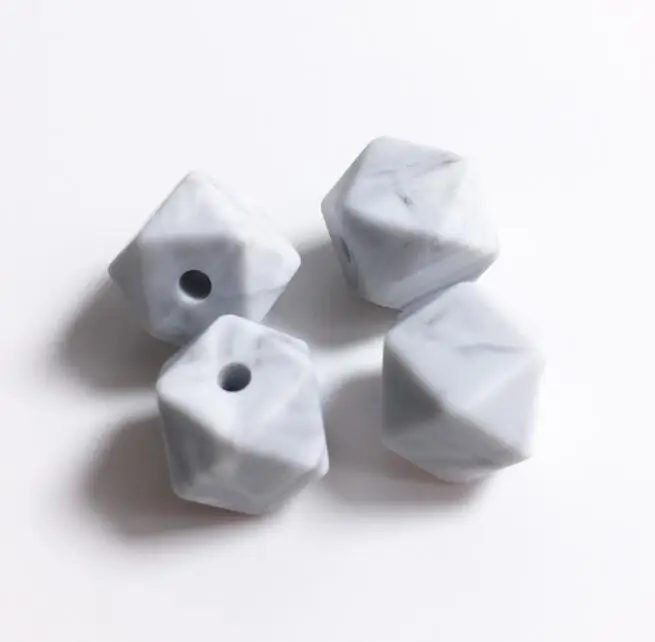 marble gray Новые мини арж шестигранные свободные Силиконовые Бусины Для Прорезывания Зубов Ожерелье геометрический жевательный бисер «сделай сам» Новые бусины пищевого качества - Цвет: marble gray