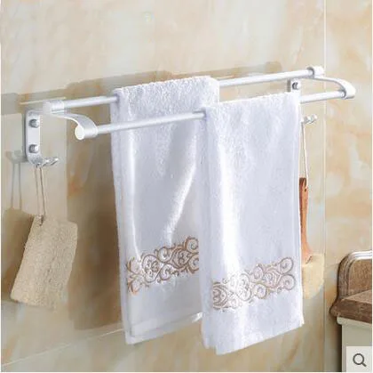 Полочки для полотенец из алюминия 2 вида 60 см с крючками|double towel bar|aluminum bartowel bar |