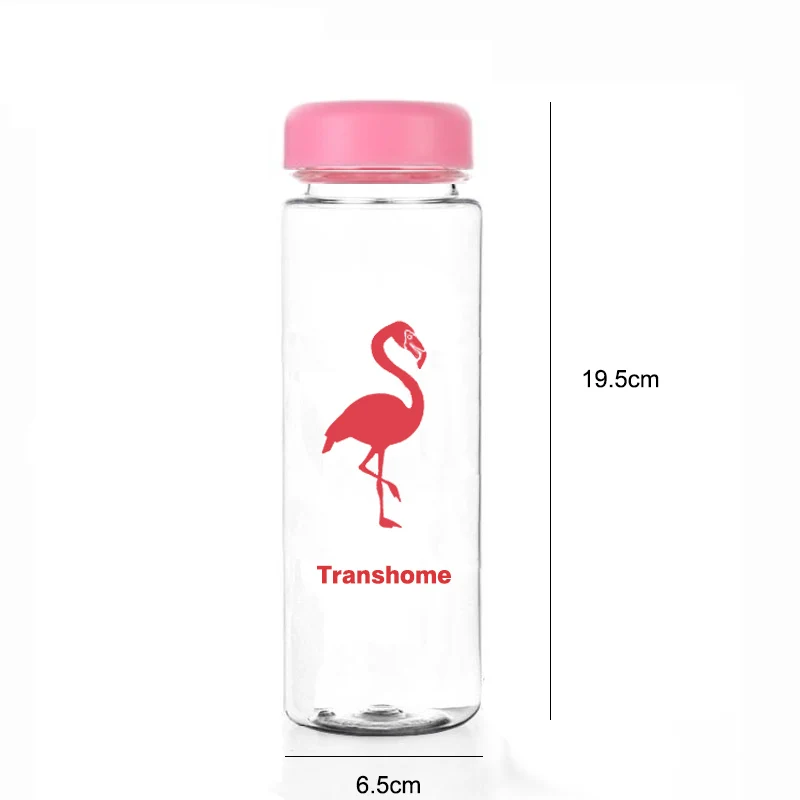 Transhome пластиковая бутылка с фламинго для воды 500 мл розовая портативная питьевой