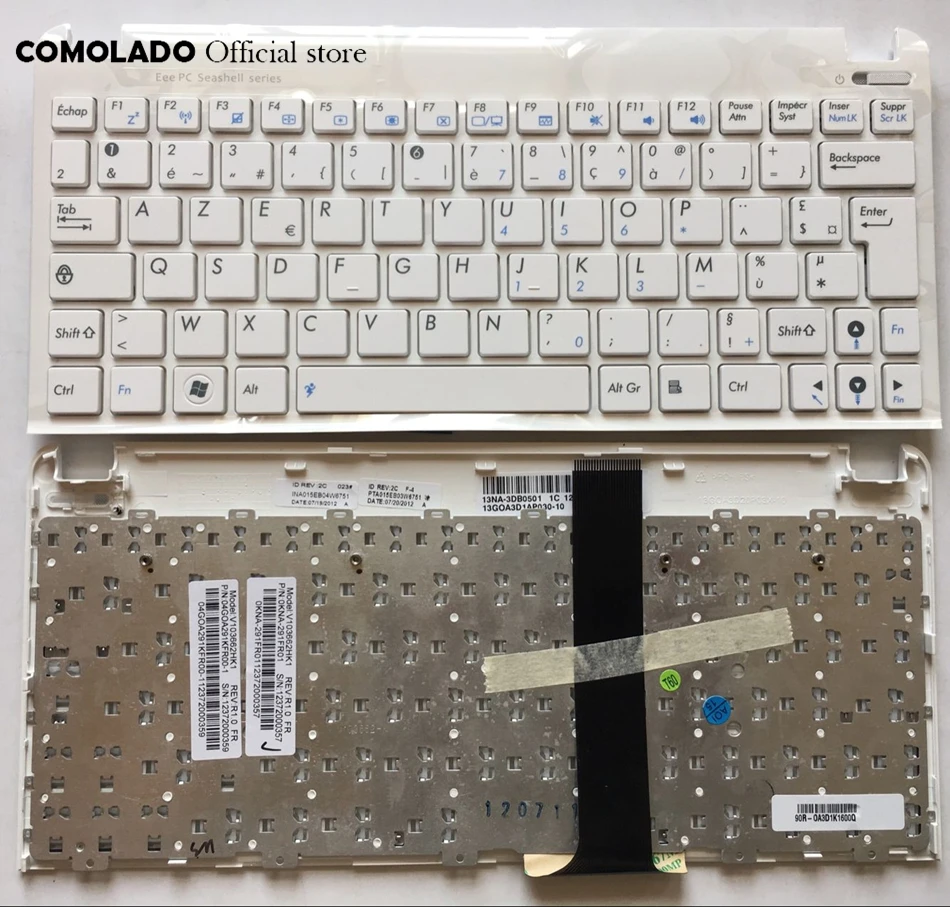 FR Французская клавиатура для ASUS Eee PC 1015 1015B 1015BX 1015PW 1015CX 1015PD 1011 1015PX белая с рамкой