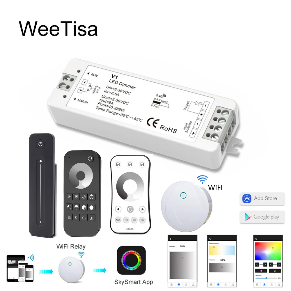 Светодиодный диммер 12 В 24 в 2 4G PWM Touch RF беспроводной пульт дистанционного