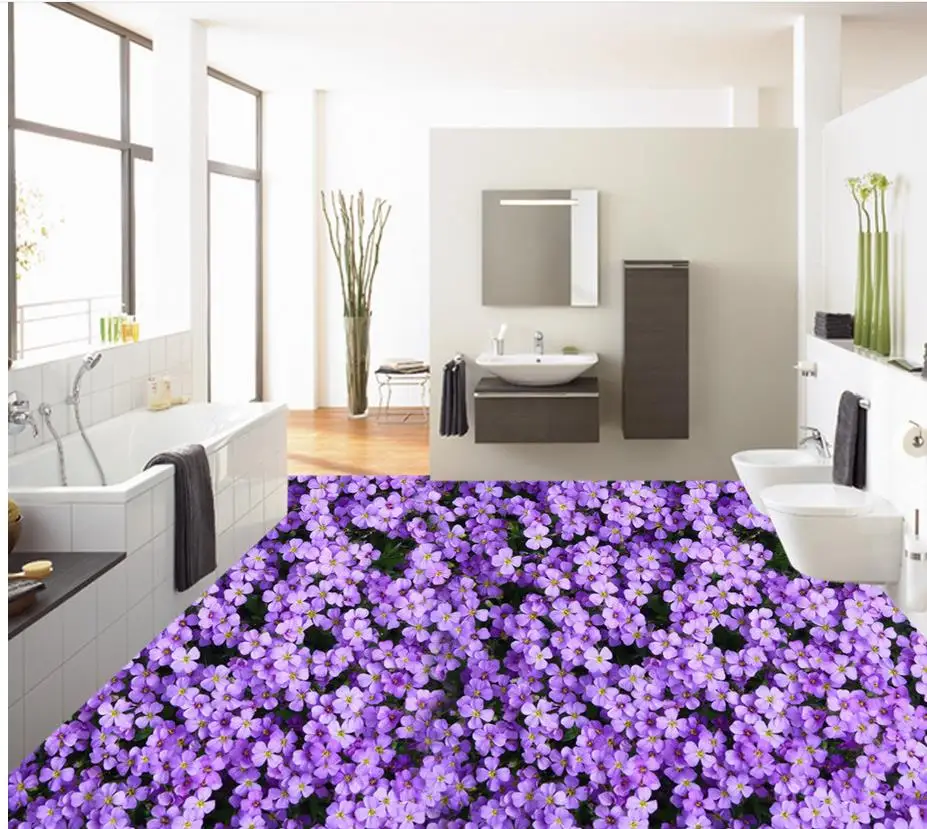 bathroom floor wallpaper Flower 3D Plant pvc for waterproof Home Decoration | Обустройство дома