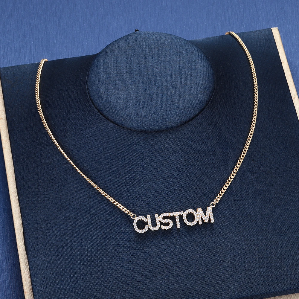 Duoying Rope CZ Pendant Necklace Nameplate Chain for Women Stone Zirconia Necklaces Personalized Name | Украшения и аксессуары