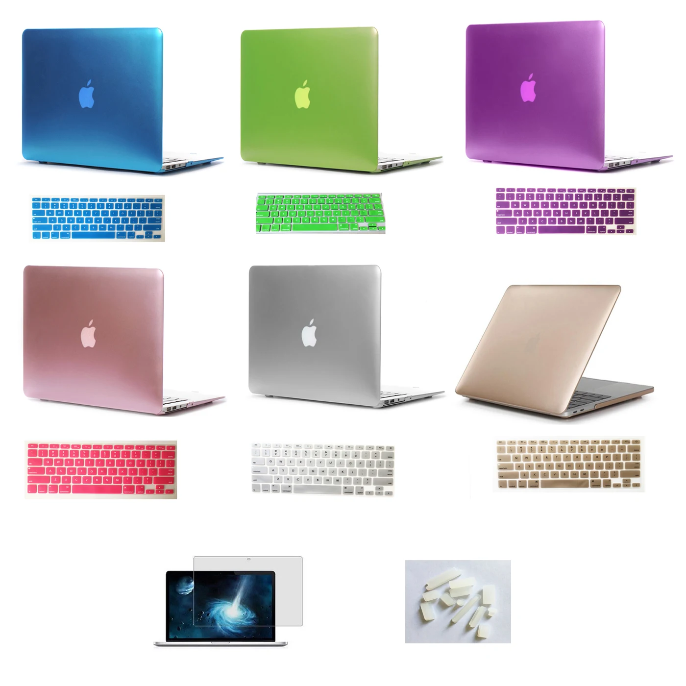 Глянцевый металлический жесткий чехол + крышка для клавиатуры экранная пленка