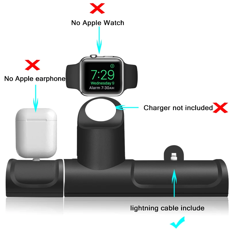 3 In 1 Charge Stand Dock Station For Apple Watch Series 5/4 Silicone Base Iphone 11 Pro Charging Airpods | Мобильные телефоны и