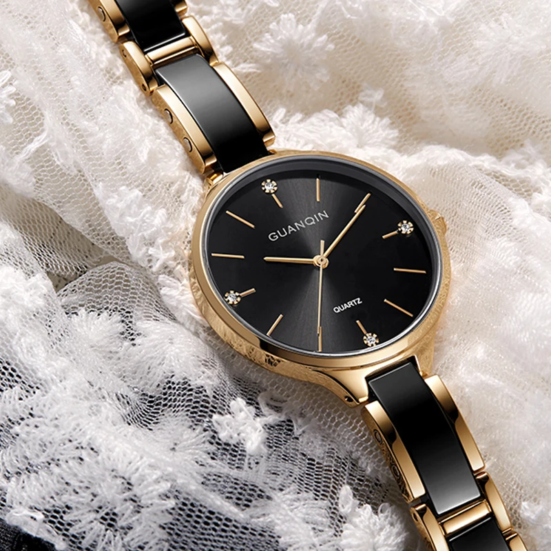 

GUANQIN Women Watches Ceramic Dress Small Ladies Watch Waterproof Fashion Gold Quartz Wristwatch relogio feminino dropshipping