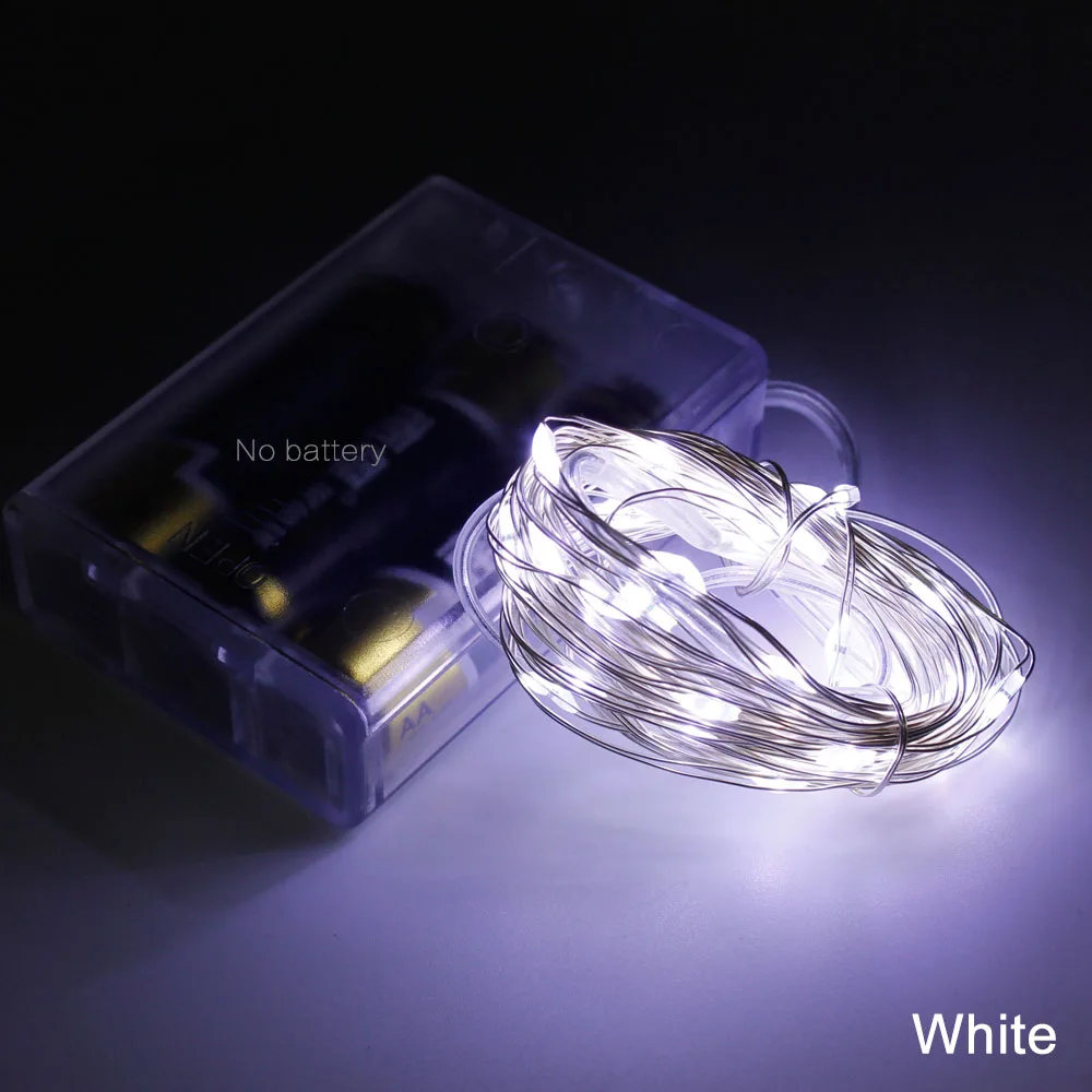 Рождественсветодио дный ская светодиодная гирлянда батарея провод серебряный