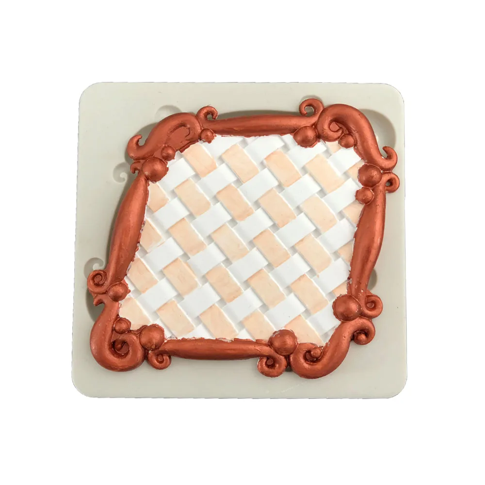 

European lace retro photo frame silicone mold fondant cake decoration tool chocolate mold soft candy clay mold J138