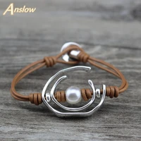 anslow fashion jewelry 2018 classic trendy imitational pearl women female friendship leather bracelet chriatmas gift low0713lb