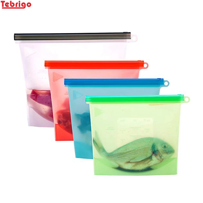 Tebrigo сумки для морозильной камеры многоразовые Ziplock силиконовые вакуумные