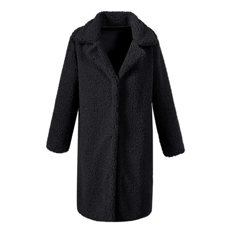 Women Oversized Faux Fur Coat Wool Knitted Warm Cashmere Ladies Long Sleeve Rabbit Jacket Fluffy Overcoat | Женская одежда
