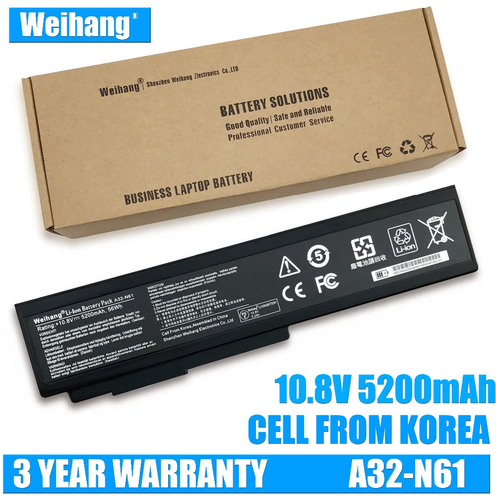 Аккумулятор Weihang из Кореи для Asus M50E M50V M50VC M50VM M50VN M50Q M50Sa M60 M60J M60JV M60V M60VP M60W A33