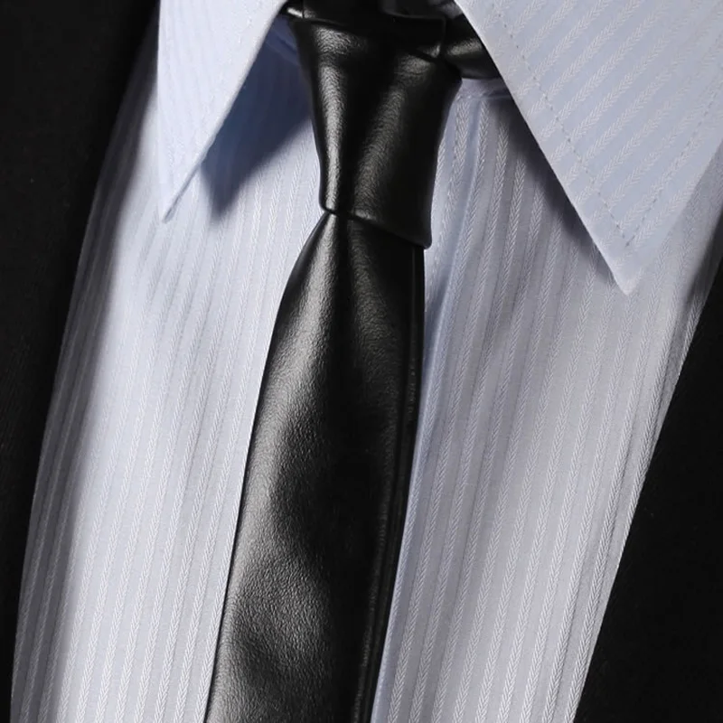 Black Tie Мужской s кожаный роскошный галстук черный кофе узкий галстук для мужчин новая мода новинка дизайнер тонкий галстук Gravata узкий ручной работы - Цвет: Black Tie