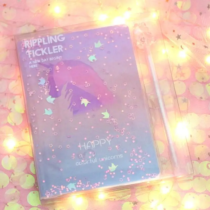 19.8cm x 13.4cm Корейский блокнот с единорогом, записная книжка с ручкой, дневник, еженедельник для девочек, школьные канцелярские принадлежности, подарочный набор - Цвет: 19.8cm x 13.4cm