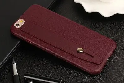 Чехол для телефона из искусственной кожи с кронштейном на iPhone 5 5S SE 6 6S 7 8 Plus задняя крышка Покрытие мягкие защитные чехлы из ТПУ - Цвет: Wine red