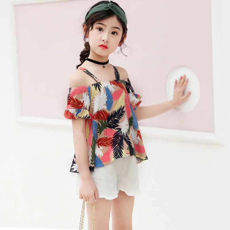 Детская одежда спортивный костюм для девочек комплекты одежды летняя подростков