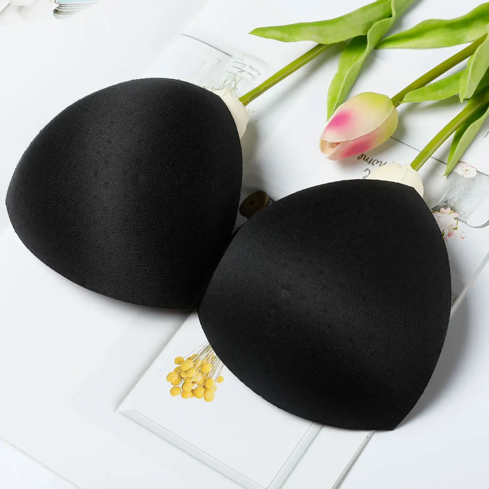 Black 1 пара/лот, новинка, женское нижнее белье, бюстгальтер, аксессуары, треугольная губка, купальник, прокладка для груди, увеличивающая грудь, поролоновый бюстгальтер, пуш-ап вставки - Цвет: Black