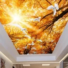 Большие бесшовные 3D обои с мозаикой, потолки Зенит, стерео, солнце, желтый клен, голубь, натуральный декор, 3D потолочные росписи